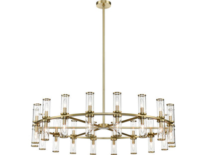 Alora Lighting 36-Light Revolve Chandelier in Natural Brass with Clear Glass