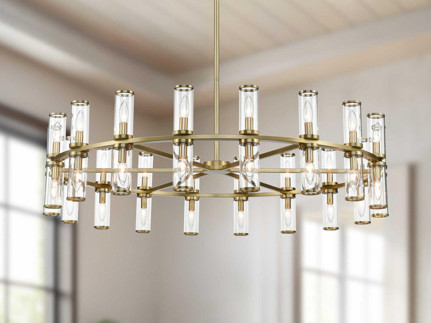 Alora Lighting 36-Light Revolve Chandelier in Natural Brass with Clear Glass
