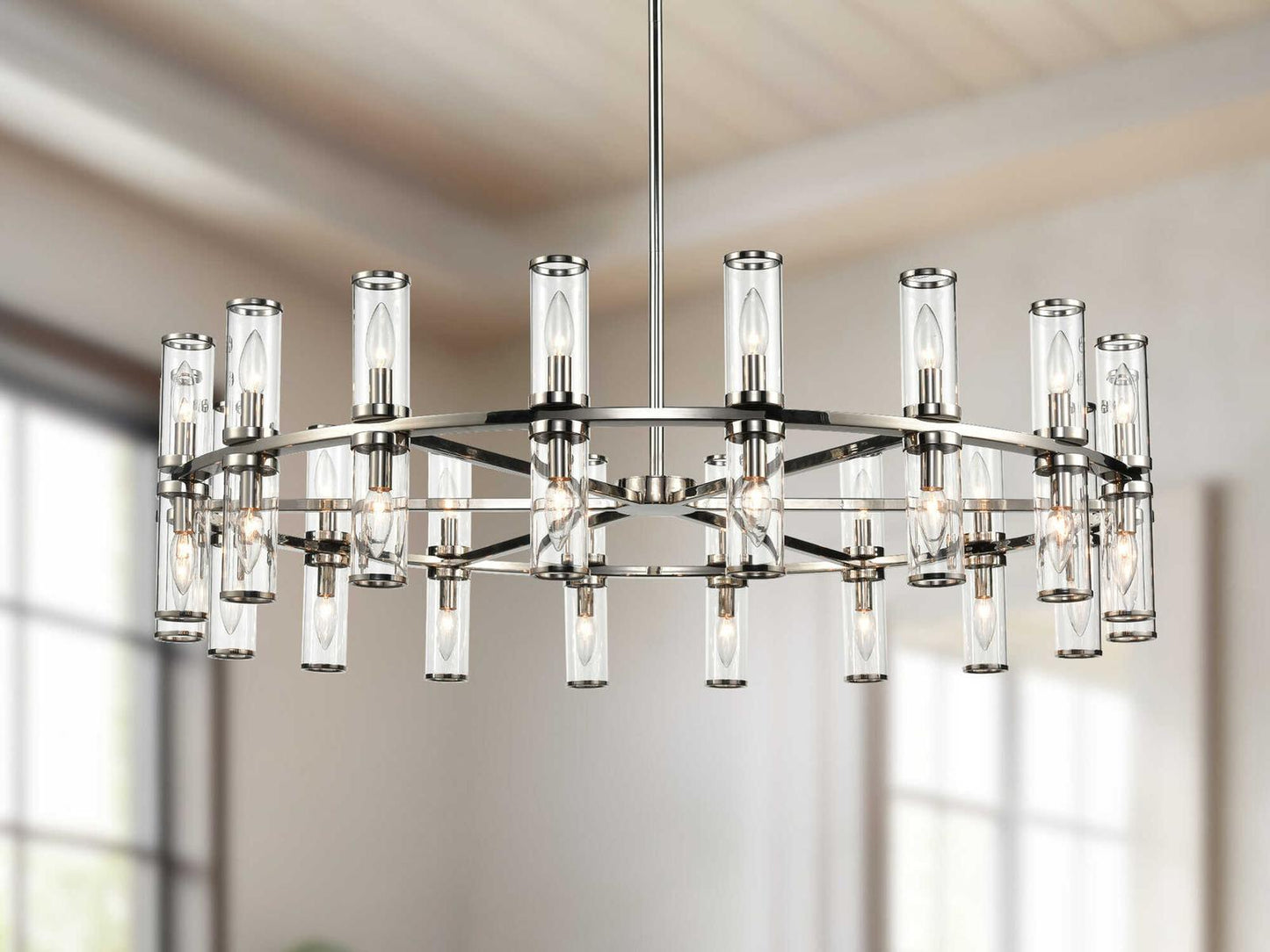 Alora Lighting Revolve 36-Light Chandelier in Polished Nickel with Clear Glass