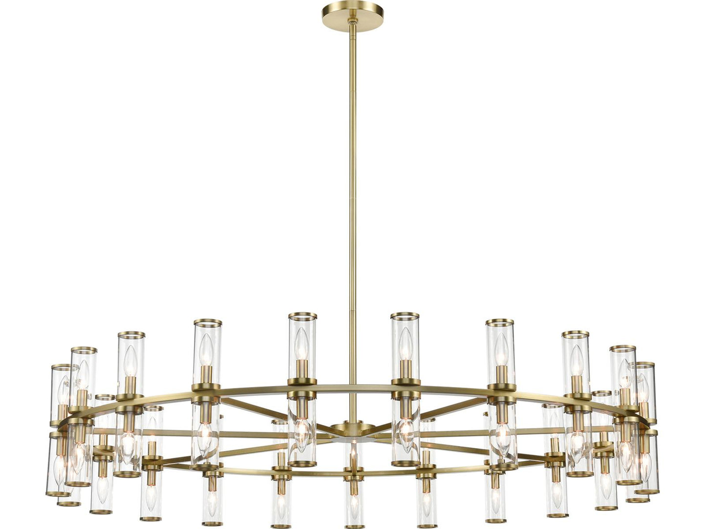 Alora Lighting 42-Light Revolve Chandelier Clear Glass Natural Brass