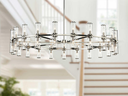 Alora Lighting 42-Light Revolve Chandelier with Clear Glass in Polished Nickel