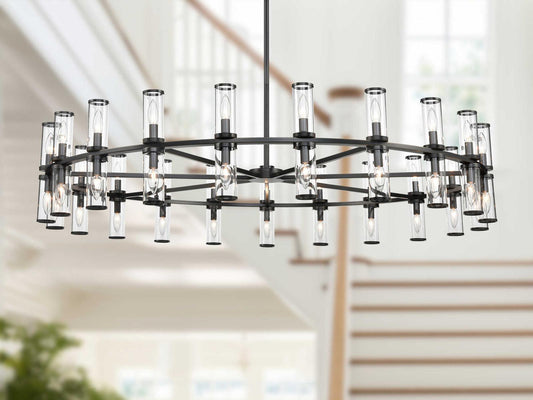Alora Lighting 42-Light Revolve Chandelier in Urban Bronze with Clear Glass