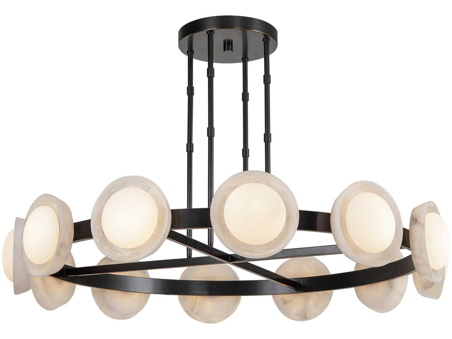 Alora Lighting Alonso LED Chandelier Urban Bronze with Alabaster Shade