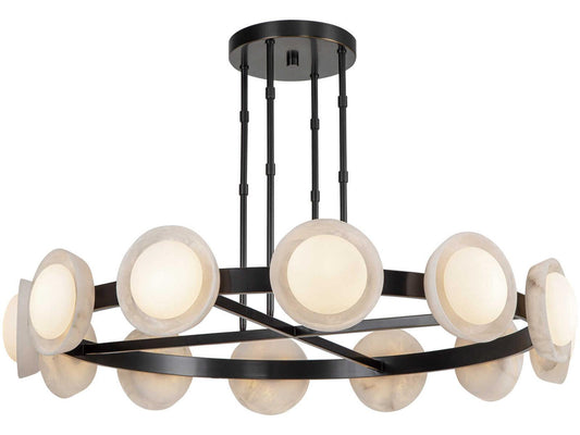 Alora Lighting Alonso LED Chandelier Urban Bronze with Alabaster Shade