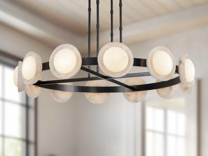 Alora Lighting Alonso LED Chandelier Urban Bronze with Alabaster Shade