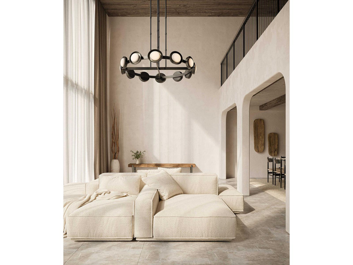 Alora Lighting Alonso LED Chandelier in Urban Bronze with Alabaster