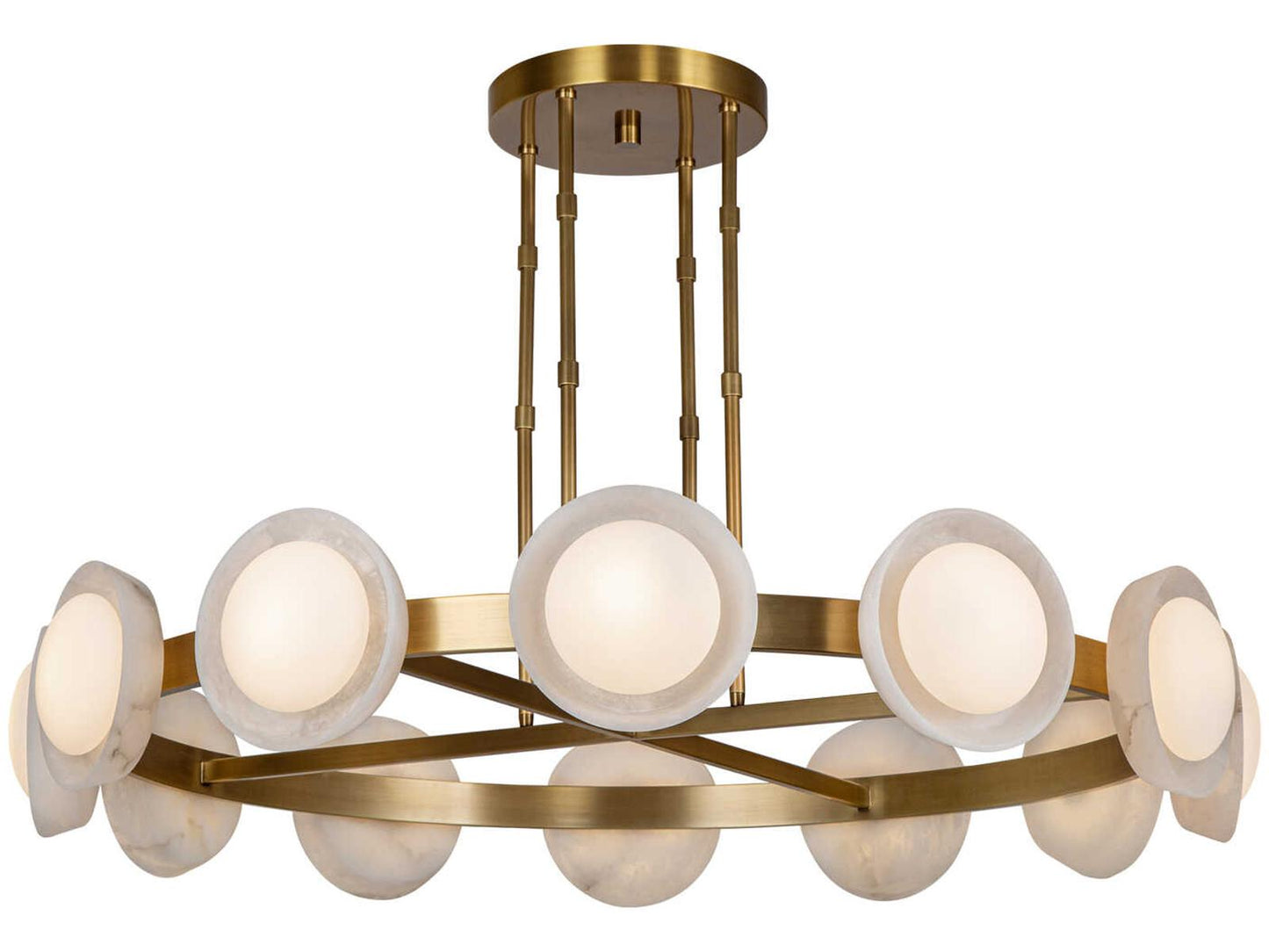 Alora Lighting Alonso 50-Inch LED Chandelier in Vintage Brass with Alabaster Shade
