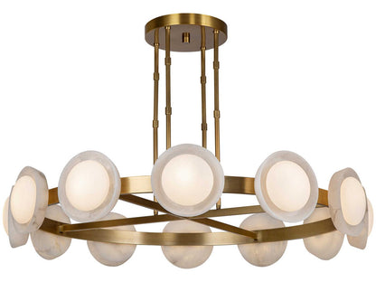 Alora Lighting Alonso 50-Inch LED Chandelier in Vintage Brass with Alabaster Shade