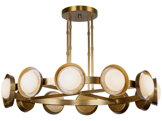 Alora Lighting Alonso 50-Inch Integrated LED Chandelier with Alabaster Accents in Vintage Brass