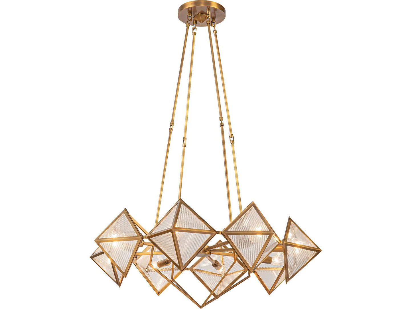 Alora Lighting Cairo 8-Light Chandelier in Vintage Brass with Clear Ribbed Glass