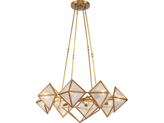 Alora Lighting Cairo 8-Light Chandelier in Vintage Brass with Clear Ribbed Glass