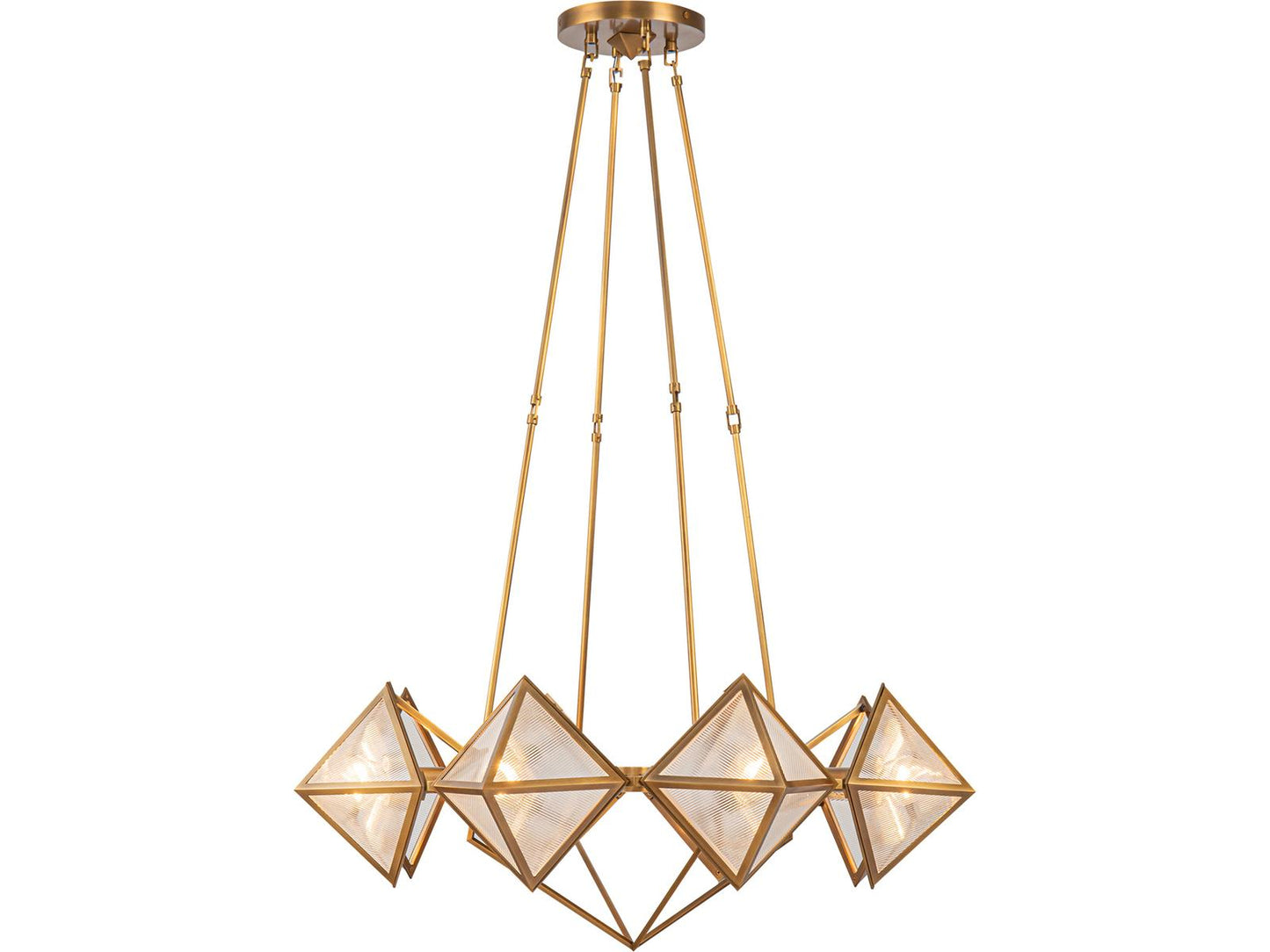 Alora Lighting Cairo 8-Light Chandelier in Vintage Brass with Clear Ribbed Glass