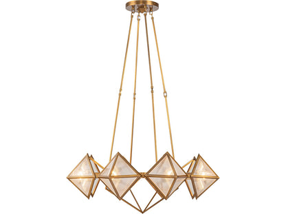 Alora Lighting Cairo 8-Light Chandelier in Vintage Brass with Clear Ribbed Glass