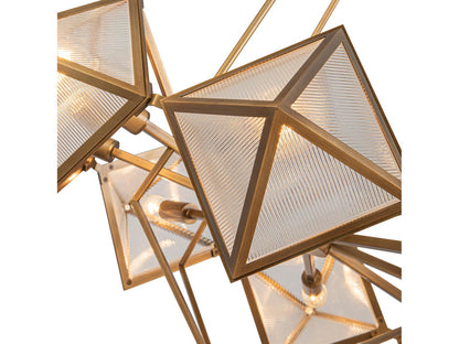 Alora Lighting Cairo 8-Light Chandelier in Vintage Brass with Clear Ribbed Glass