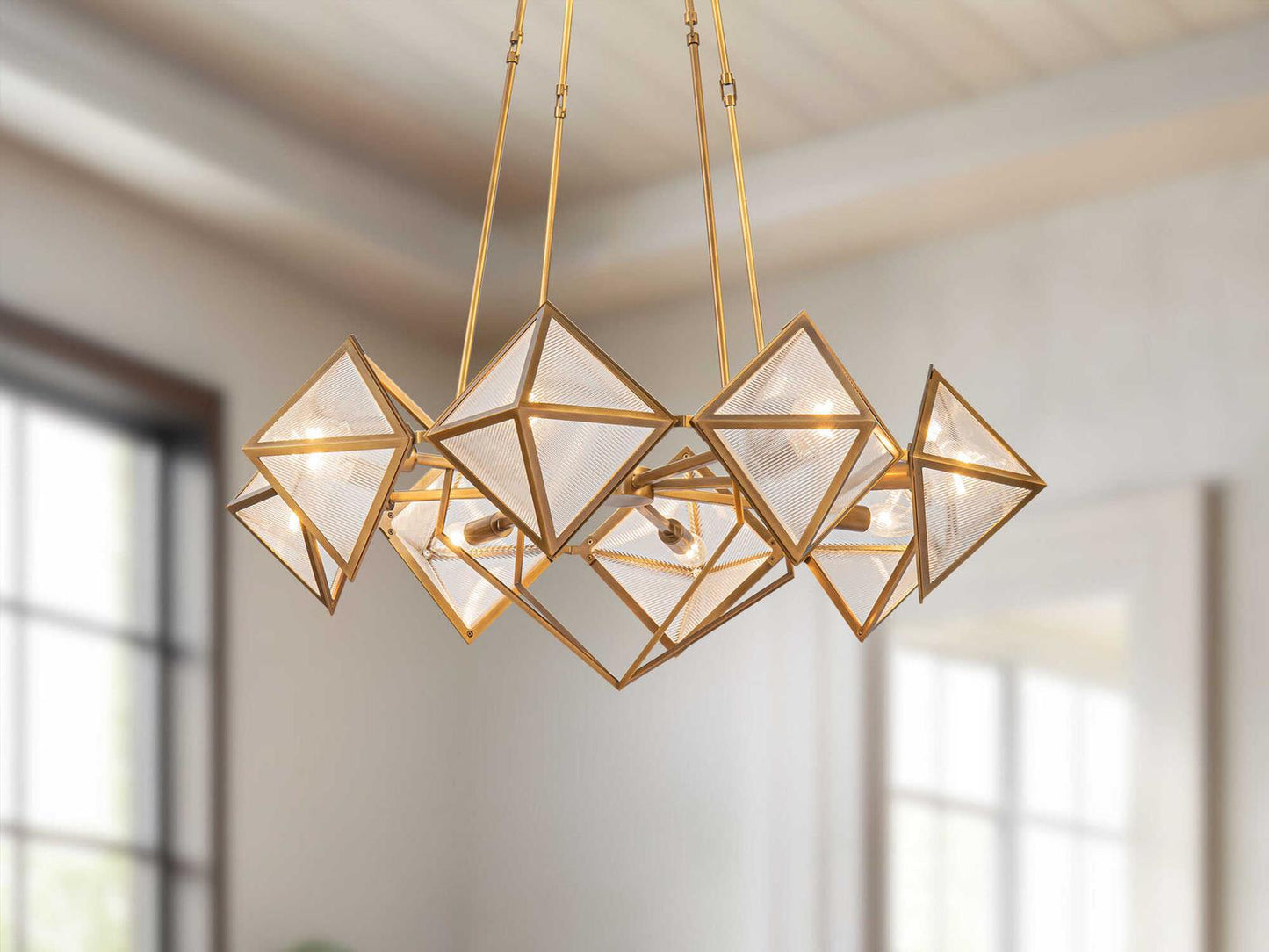 Alora Lighting Cairo 8-Light Chandelier in Vintage Brass with Clear Ribbed Glass