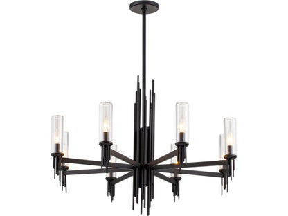 Alora Lighting Torres 8-Light Chandelier in Matte Black with Clear Ribbed Glass