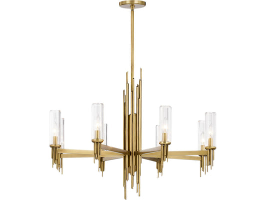 Alora Lighting 8-Light Torres Chandelier with Clear Ribbed Glass in Vintage Brass
