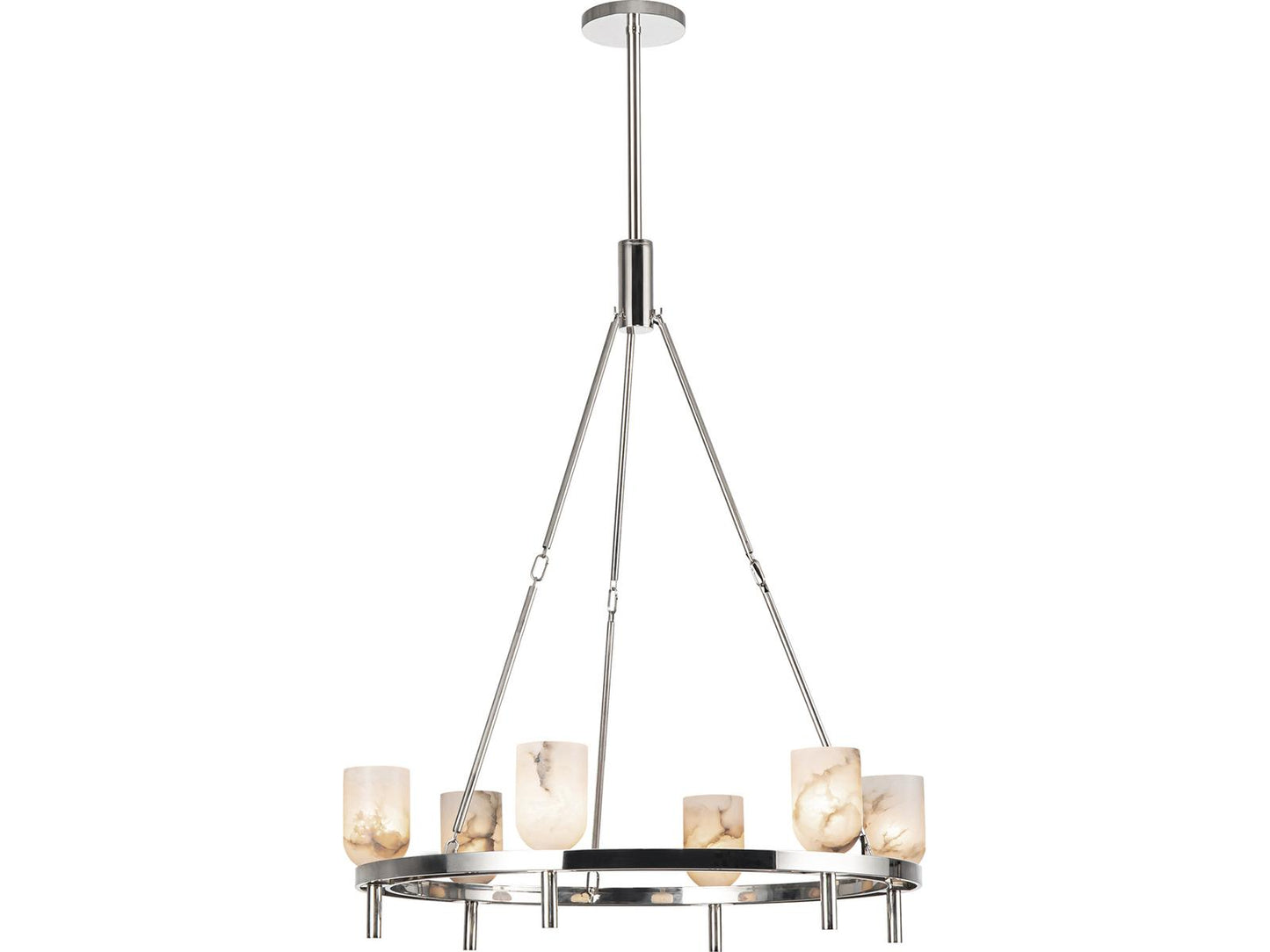 Alora Lighting Lucian 6-Light Chandelier Polished Nickel and Alabaster Shade