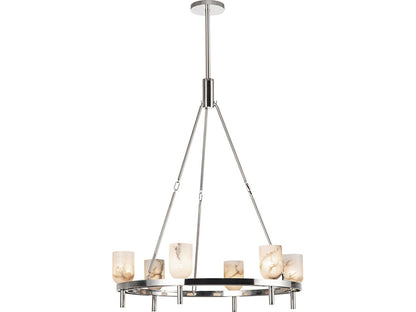 Alora Lighting Lucian 6-Light Chandelier Polished Nickel and Alabaster Shade