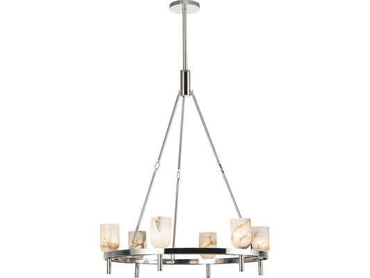 Alora Lighting Lucian 6-Light Chandelier Polished Nickel and Alabaster Shade