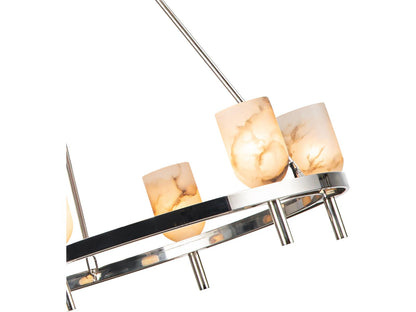 Alora Lighting Lucian 6-Light Chandelier Polished Nickel and Alabaster Shade