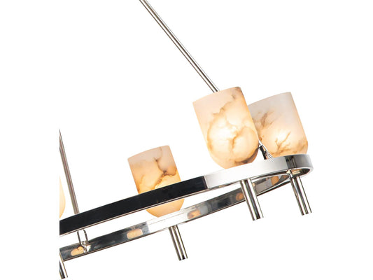 Alora Lighting Lucian 6-Light Chandelier Polished Nickel and Alabaster Shade