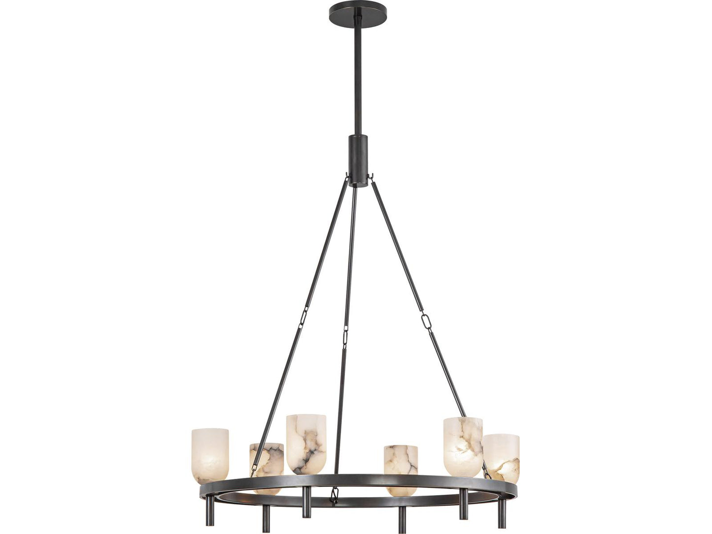 Alora Lighting 6-Light Lucian Chandelier in Urban Bronze and Alabaster