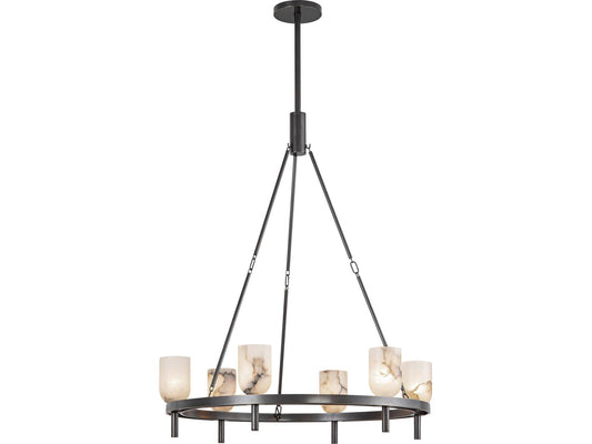 Alora Lighting 6-Light Lucian Chandelier in Urban Bronze and Alabaster