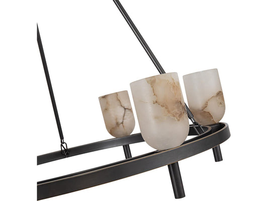 Alora Lighting 6-Light Lucian Chandelier in Urban Bronze and Alabaster