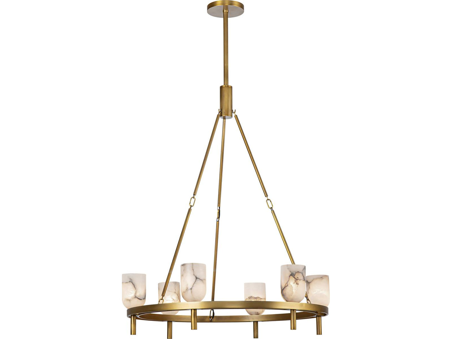 Alora Lighting 6-Light Lucian Chandelier in Vintage Brass with Alabaster Shades