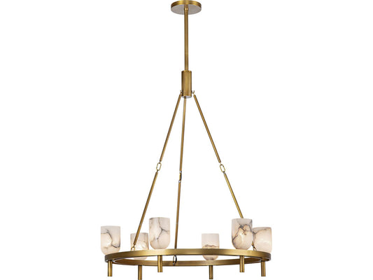 Alora Lighting 6-Light Lucian Chandelier in Vintage Brass with Alabaster Shades