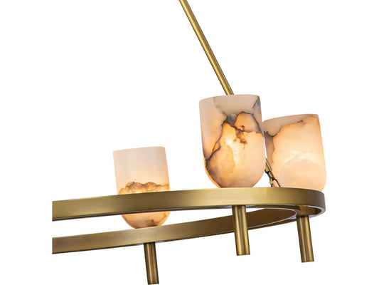 Alora Lighting 6-Light Lucian Chandelier in Vintage Brass with Alabaster Shades