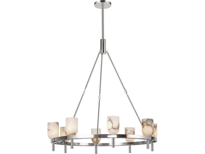 Alora Lighting Lucian 8-Light Chandelier in Polished Nickel and Alabaster
