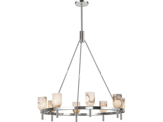 Alora Lighting Lucian 8-Light Chandelier in Polished Nickel and Alabaster