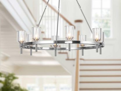 Alora Lighting Lucian 8-Light Chandelier with Clear Crystal and Polished Nickel