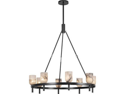 Alora Lighting Lucian 8-Light Chandelier in Urban Bronze and Alabaster