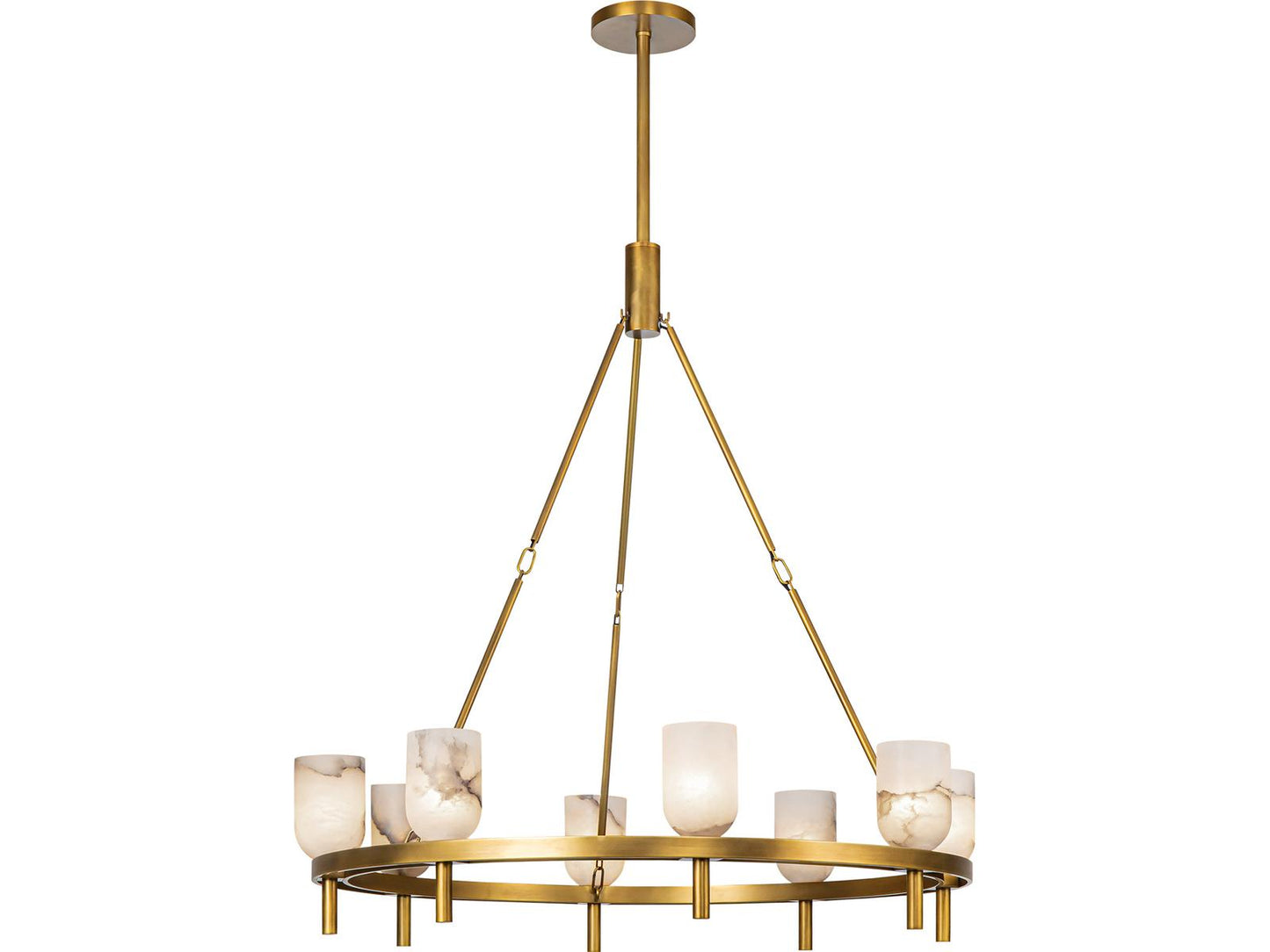 Alora Lighting Lucian 8-Light Chandelier in Vintage Brass and Alabaster