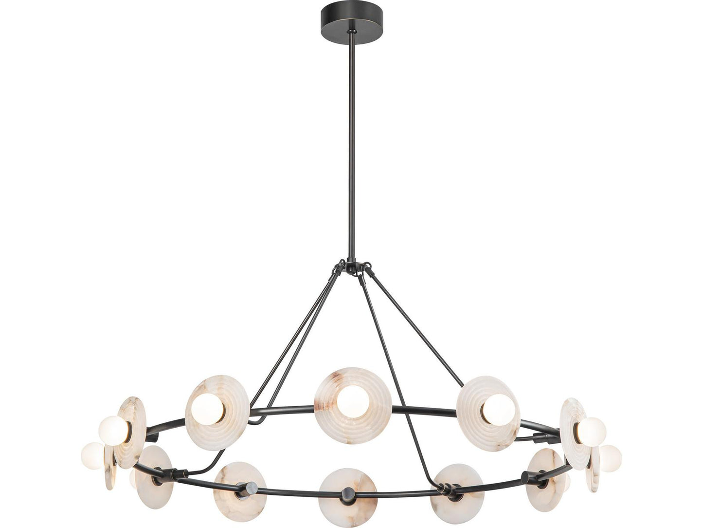Alora Lighting Dahlia Integrated LED Chandelier in Urban Bronze with Alabaster Glass