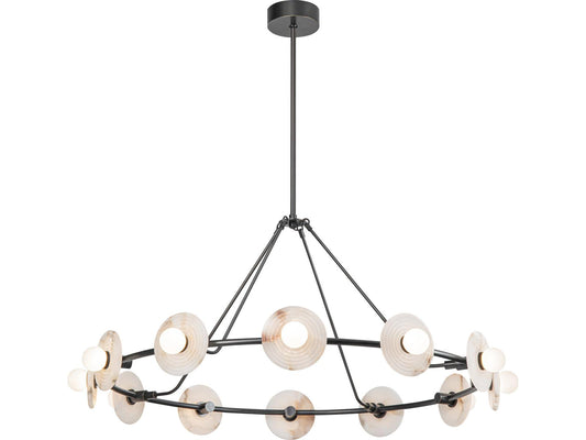 Alora Lighting Dahlia Integrated LED Chandelier in Urban Bronze with Alabaster Glass