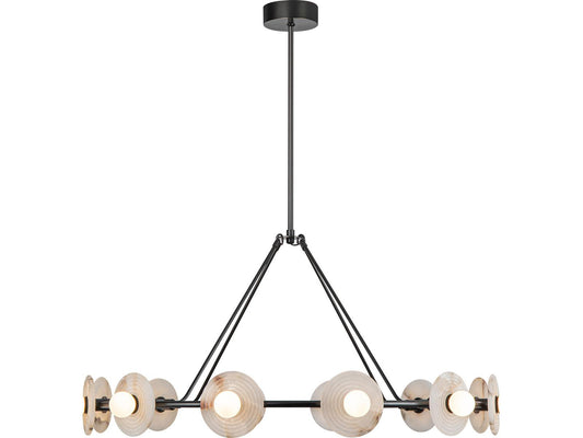 Alora Lighting Dahlia Integrated LED Chandelier in Urban Bronze with Alabaster Glass