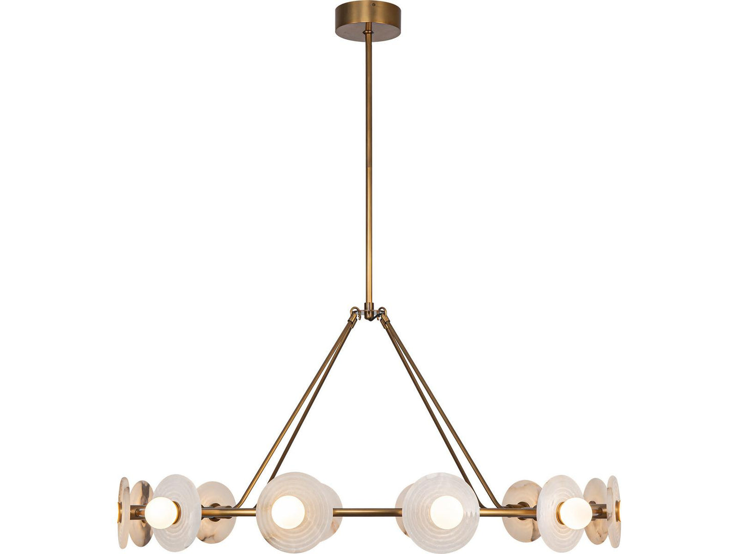 Alora Lighting Dahlia LED Chandelier with Ribbed Alabaster Plates and Vintage Brass Finish