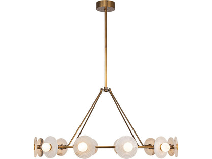 Alora Lighting Dahlia LED Chandelier with Ribbed Alabaster Plates and Vintage Brass Finish