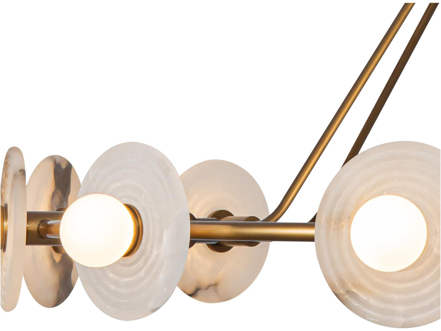 Alora Lighting Dahlia LED Chandelier with Ribbed Alabaster Plates and Vintage Brass Finish