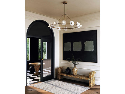 Alora Lighting Dahlia LED Chandelier with Ribbed Alabaster Plates and Vintage Brass Finish