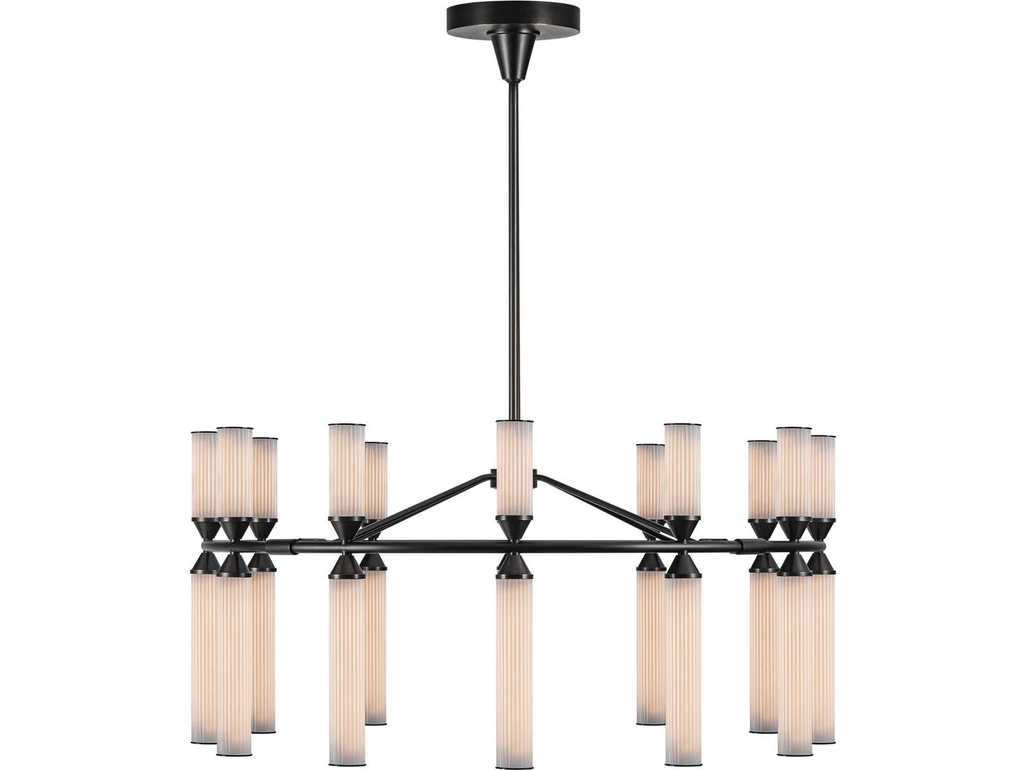 Alora Lighting Edwin LED Chandelier in Urban Bronze with Frosted Ribbed Glass