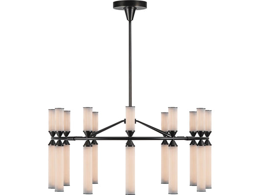 Alora Lighting Edwin LED Chandelier in Urban Bronze with Frosted Ribbed Glass