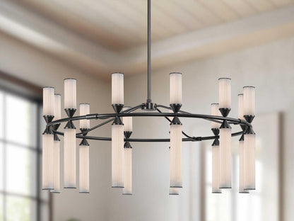 Alora Lighting Edwin LED Chandelier in Urban Bronze with Frosted Ribbed Glass