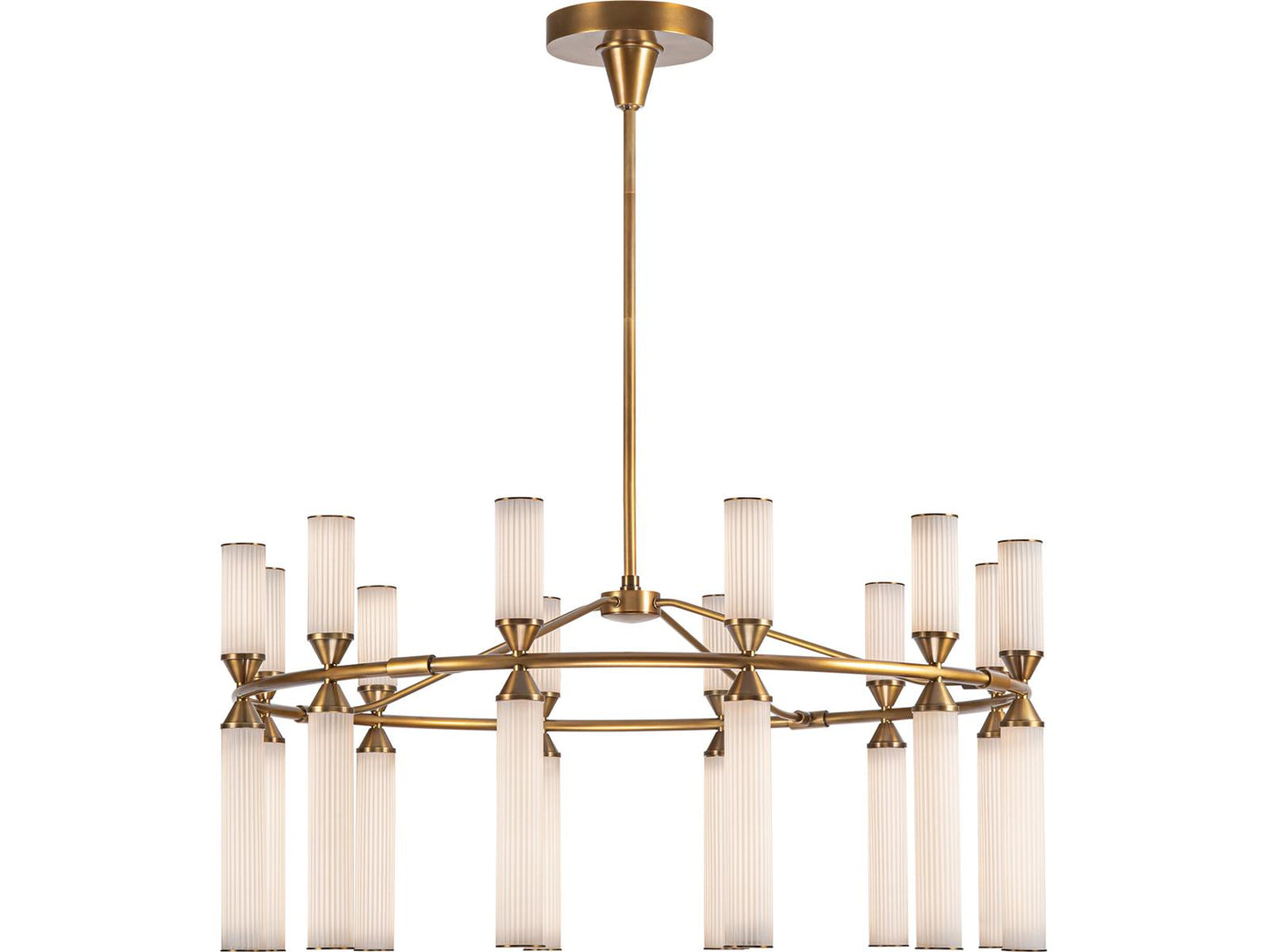 Alora Lighting Edwin 38-Inch Integrated LED Chandelier in Vintage Brass with Frosted Ribbed Glass