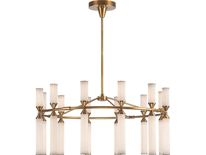 Alora Lighting Edwin 38-Inch Integrated LED Chandelier in Vintage Brass with Frosted Ribbed Glass