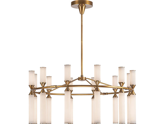 Alora Lighting Edwin 38-Inch Integrated LED Chandelier in Vintage Brass with Frosted Ribbed Glass